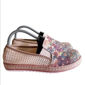 Goby Watercolor Peacock Floral Espadrilles Slick On Sneakers Size 39/8.5-9